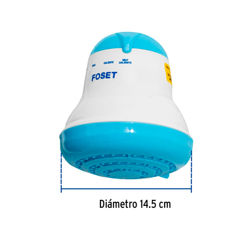 Regadera eléctrica, 4 temperaturas, 14.5cm, azul, FOSET | REGEL-4A | 45155