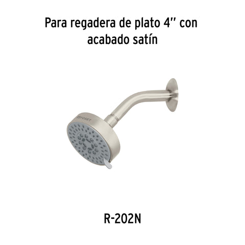 Regadera satín 4'con 5 funciones, sin brazo, FOSET ELEMENT | R-202SN | 45170