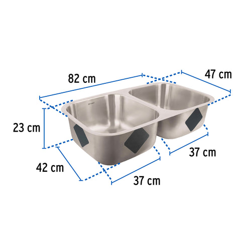 Tarja de submontar 82 x 47 x 23 cm doble tina, FOSET RIVIERA | TA-822TX | 45176