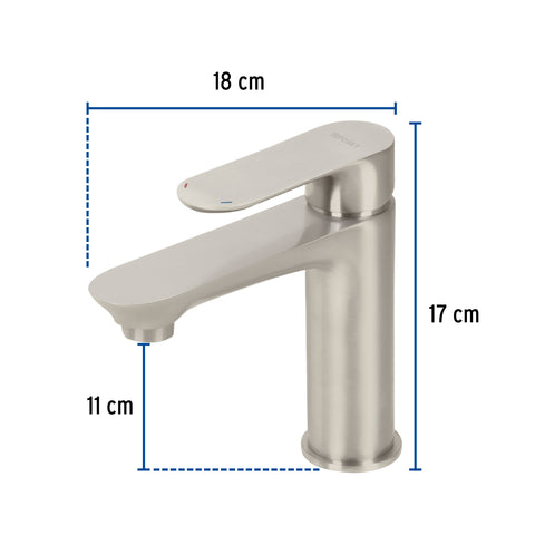 Monomando corto para lavabo, satín, FOSET RIVIERA | RIM-45N | 45179