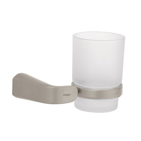 Portavaso cepillero satín con vaso de vidrio, FOSET RIVIERA | RIA-71N | 45220