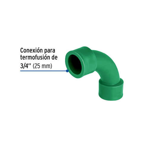 Curva 90° de PPR, 3/4' (25mm), FOSET | CV-402 | 45262