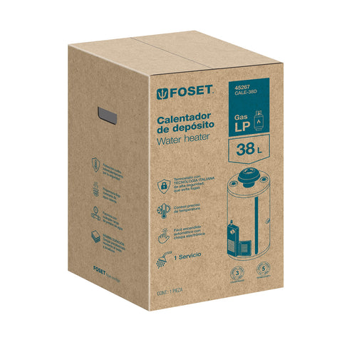 Calentador de depósito, 38L, 1 servicio, gas LP, FOSET | CALE-38D | 45267