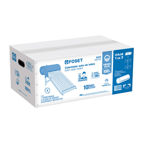 Calentador solar de agua 10 tubos, 120L, 3 personas, FOSET | CALE-10S | 45270