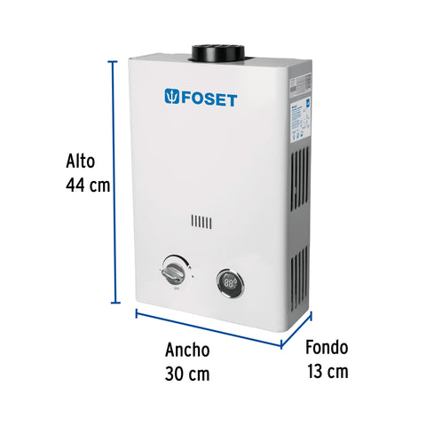 Calentador instantáneo, 6L, 1 servicio, gas LP, FOSET | CALE-6I | 45271