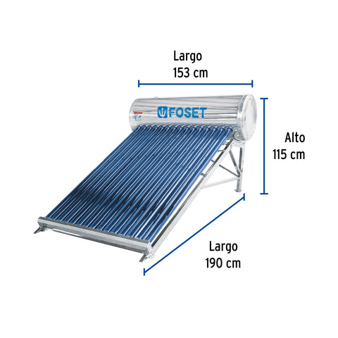 Calentador solar de agua, 15 tubos, 195L, 5 personas, FOSET | CALE-15S | 45272