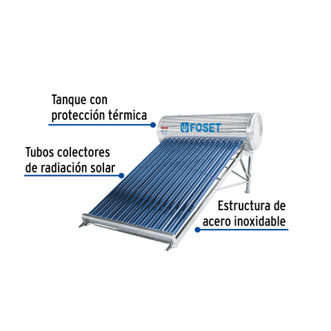 Calentador solar de agua, 15 tubos, 195L, 5 personas, FOSET | CALE-15S | 45272