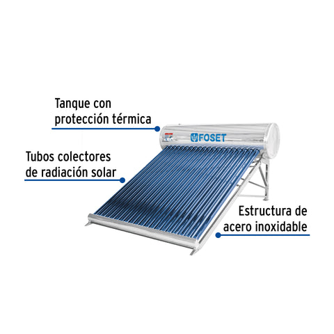 Calentador solar de agua, 20 tubos, 240L, 7 personas, FOSET | CALE-20S | 45273