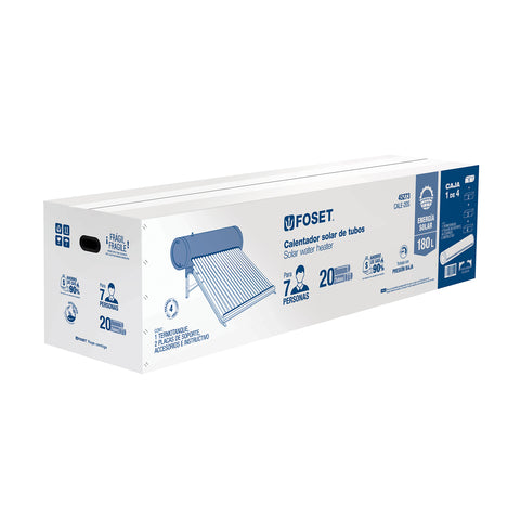 Calentador solar de agua, 20 tubos, 240L, 7 personas, FOSET | CALE-20S | 45273