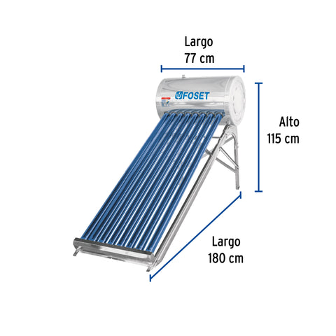 Calentador solar de agua, 8 tubos, 94L, 2 personas, FOSET | CALE-8S | 45274