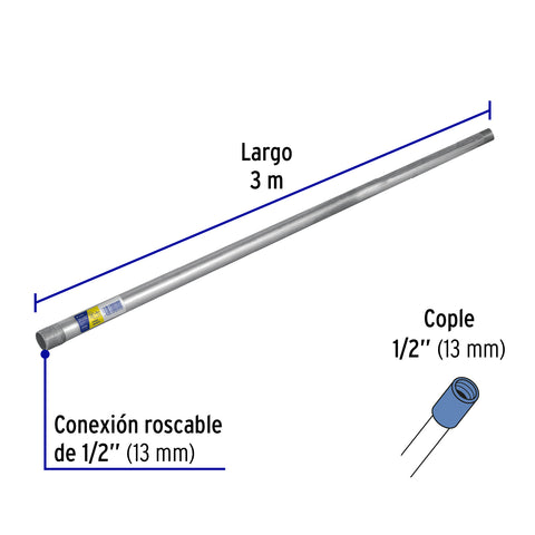 Tubo Conduit 1/2' pared gruesa (1.6 mm), et. amarilla, 3 m | TC-1/2-GA | 45286