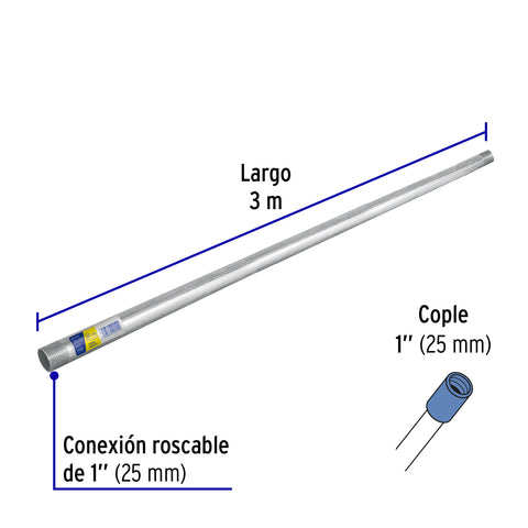 Tubo Conduit 1' pared gruesa (1.8 mm), et. amarilla, 3 m | TC-1-GA | 45288