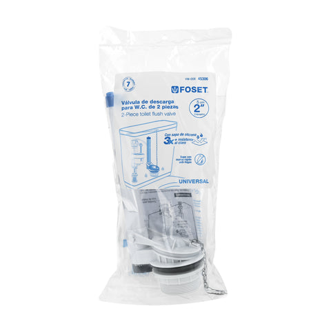 Válvula de descarga 2' para WC de 2 pzas, cadena inox, FOSET | VW-008 | 45306