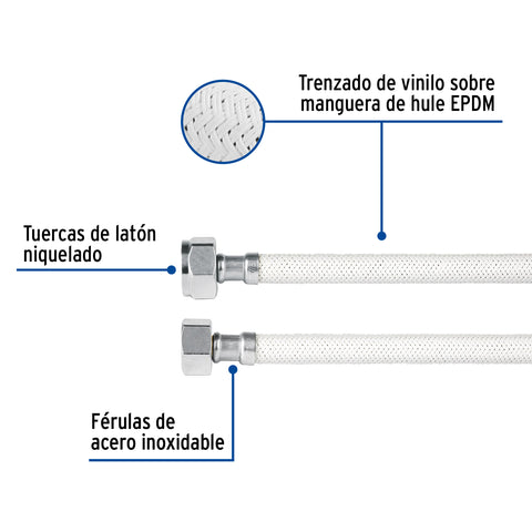 Manguera p/WC, vinilo blanco, 1/2' x 7/8', 60 cm | FWC-60B | 45315