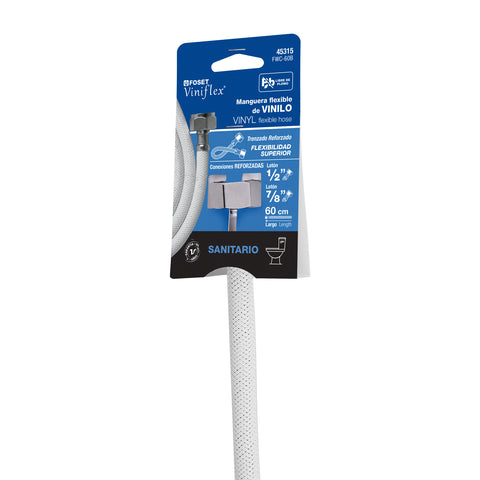 Manguera p/WC, vinilo blanco, 1/2' x 7/8', 60 cm | FWC-60B | 45315