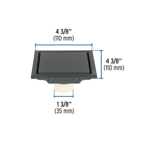 Resumidero reversible 4', anti olores, acero inox, negro, AQ | RS-703M | 45323