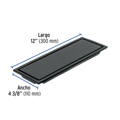 Resumidero rectangular 30x11cm reversible, negro, FOSET AQUA | RS-704M | 45324