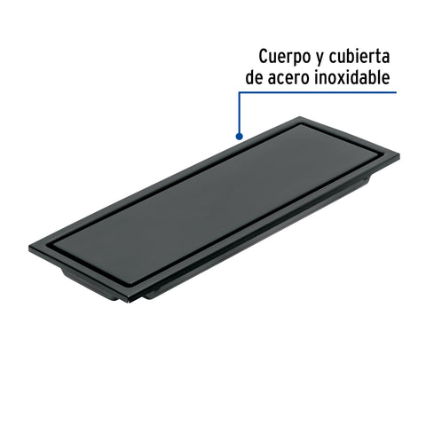 Resumidero rectangular 30x11cm reversible, negro, FOSET AQUA | RS-704M | 45324