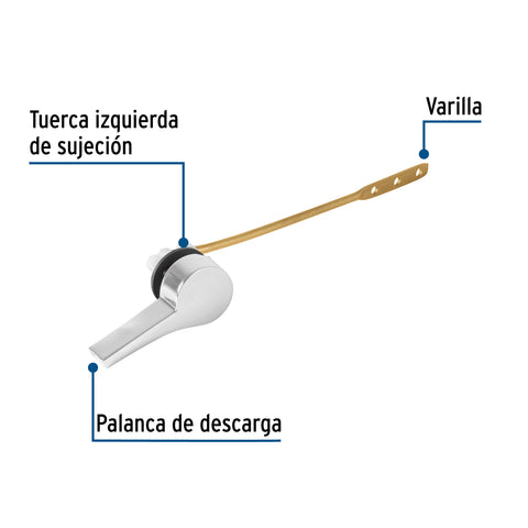 Palanca frontal metálica cromada minimalista para WC, FOSET | PW-025 | 45392