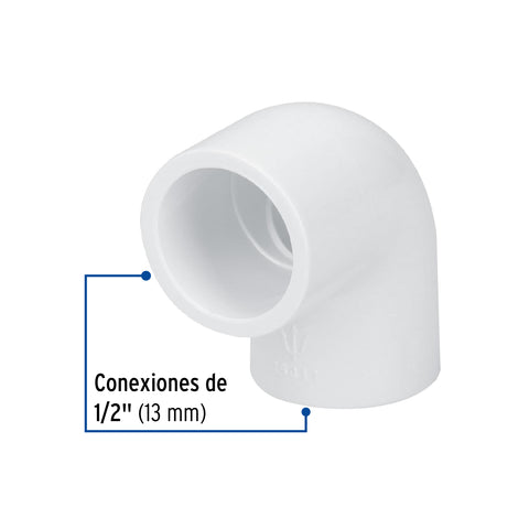 Codo 90° de PVC de 1/2', FOSET | PVC-561 | 45411