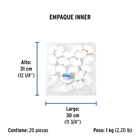 Codo 90° de PVC de 1', FOSET | PVC-563 | 45413