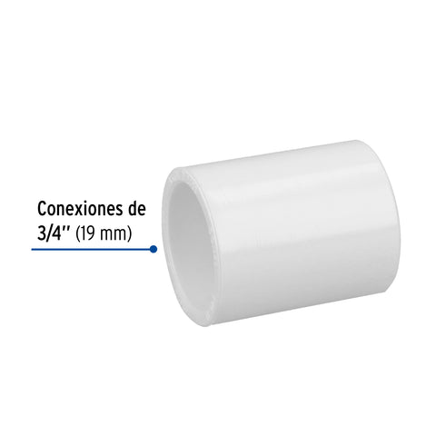 Cople de PVC cédula 40 de 3/4', FOSET | PVC-262 | 45418