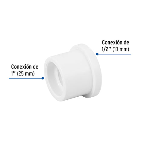 Reducción bushing de PVC 1 x 1/2', FOSET | PVC-232 | 45427