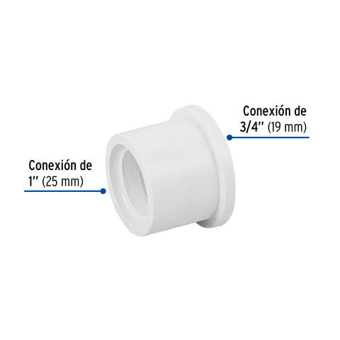 Reducción bushing de PVC 1x 3/4', FOSET | PVC-233 | 45428