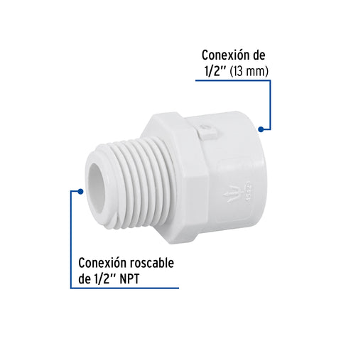 Adaptador macho de PVC de 1/2', FOSET | PVC-611 | 45429
