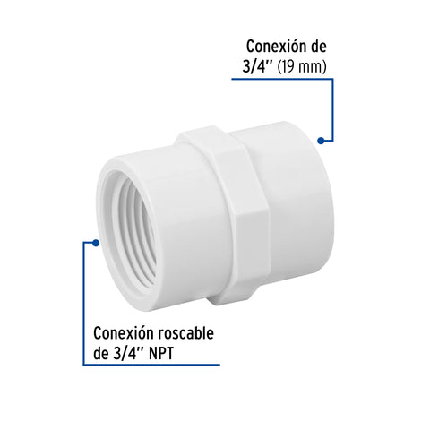 Adaptador hembra de PVC 3/4', FOSET | PVC-602 | 45433