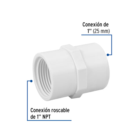 Adaptador hembra de PVC 1', FOSET | PVC-603 | 45434