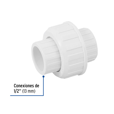 Tuerca unión lisa de PVC 1/2', FOSET | PVC-971 | 45435