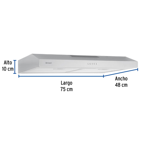 Campana extractora 75cm, empotrable, acero inoxidable, FOSET | CAME-75 | 45438