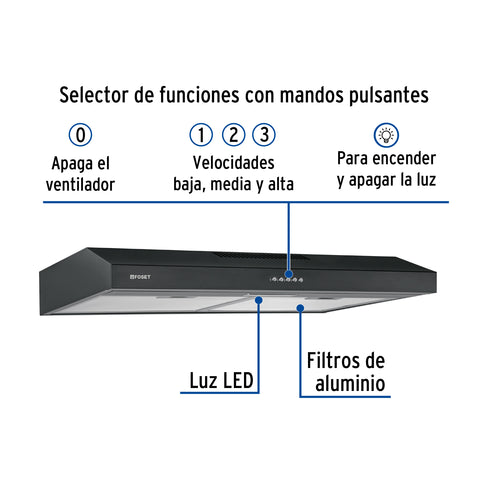 Campana extractora 75 cm, empotrable, negra, FOSET | CAME-75M | 45440