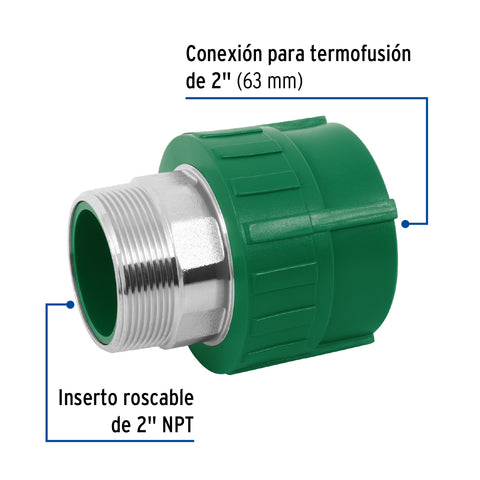 Adaptador PPR 2' macho con inserto metálico, FOSET | CV-616 | 45452