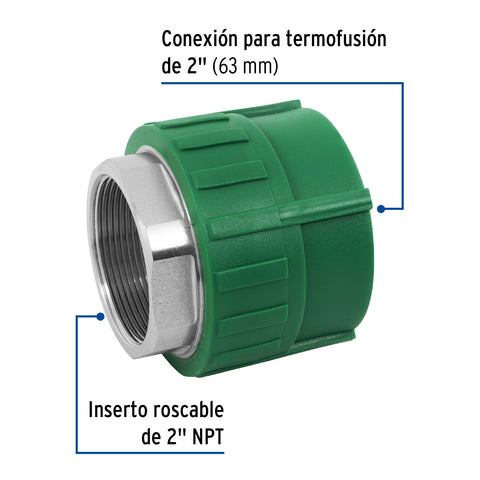 Adaptador PPR 2' hembra con inserto metálico, FOSET | CV-606 | 45455