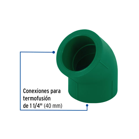 Codo 45° de PPR, 1-1/4' (40mm), FOSET | CV-864 | 45462