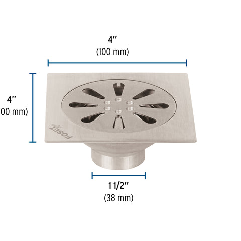 Resumidero cuadrado 4' x 4', acero inoxidable, gota, AQUA | RS-605 | 45471