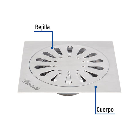 Resumidero cuadrado 6' x 6', acero inoxidable, gota, AQUA | RS-607 | 45472