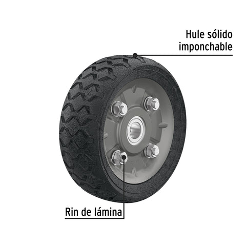 Rueda de hule sólido 6' para diablo, doble balero, Pretul | RD-62 | 45480