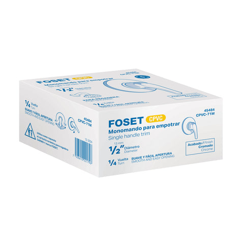 Monomando de empotrar para regadera CPVC 1/2', FOSET | CPVC-71M | 45484