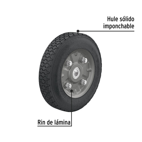 Rueda de hule sólido 8' para diablo, doble balero, Pretul | RD-82 | 45485