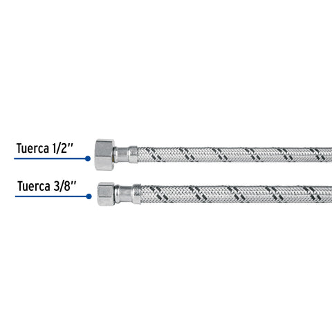 Manguera lavabo/fregadero, acero inox, 1/2' x 3/8', 30 cm | FLA-30XL | 45488