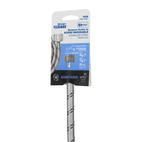 Manguera p/WC, acero inox, 3/8'x7/8', 35cm, plástico/latón | FWC-P35XL | 45499