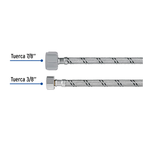 Manguera p/WC, acero inox, 3/8'x7/8', 40cm, plástico/latón | FWC-P40XL | 45500