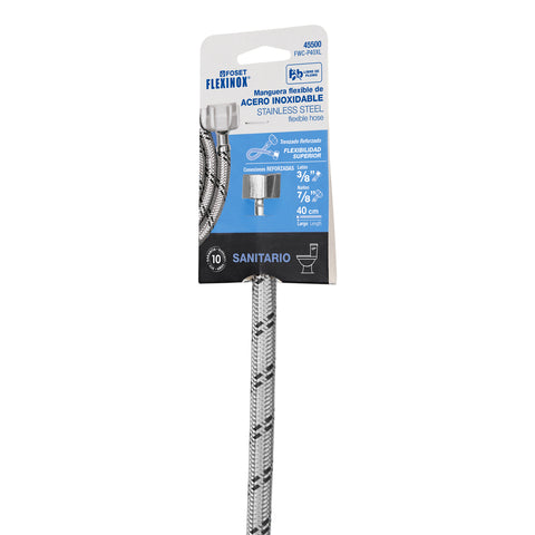Manguera p/WC, acero inox, 3/8'x7/8', 40cm, plástico/latón | FWC-P40XL | 45500
