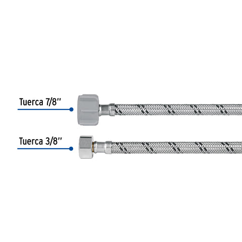 Manguera p/WC, acero inox, 3/8'x7/8', 50cm, plástico/latón | FWC-P50XL | 45501
