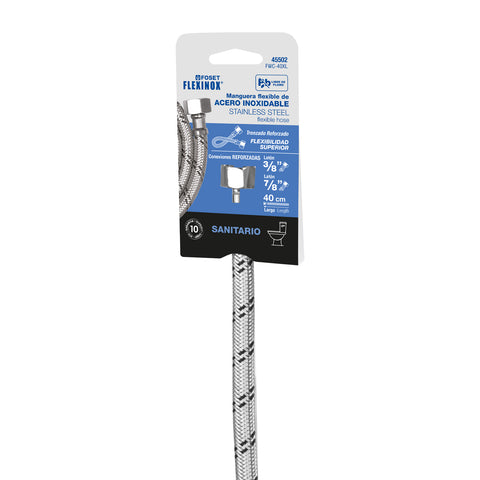 Manguera p/WC, acero inox, 3/8'x7/8', 40cm, latón/latón | FWC-40XL | 45502