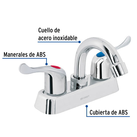 Mezcladora 4' lavabo, ABS, cuello curvo, palanca, BASIC | MP-050P | 45512