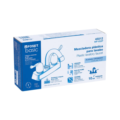 Mezcladora 4' lavabo, ABS, cuello curvo, palanca, BASIC | MP-050P | 45512